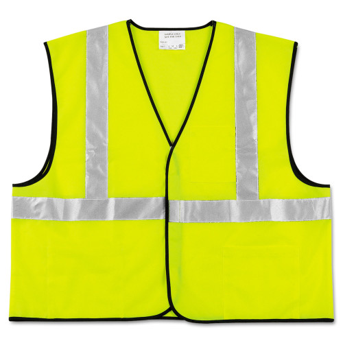 MCR Safety Class 2 Safety Vest， Polyester， 2X-Large， Fluorescent Lime with Silver Stripe (VCL2SLXL2)