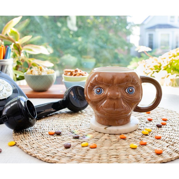 Silver Buffalo E t The Extra terrestrial Face 3d Sculpted Ceramic Mug Holds 20 Ounces