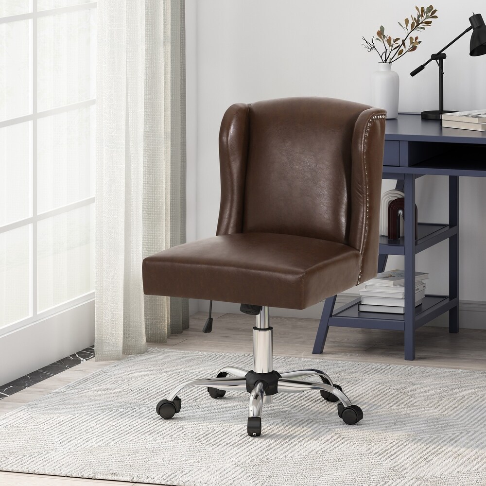 Bergen Contemporary Wingback Swivel Office Chair by Christopher Knight Home