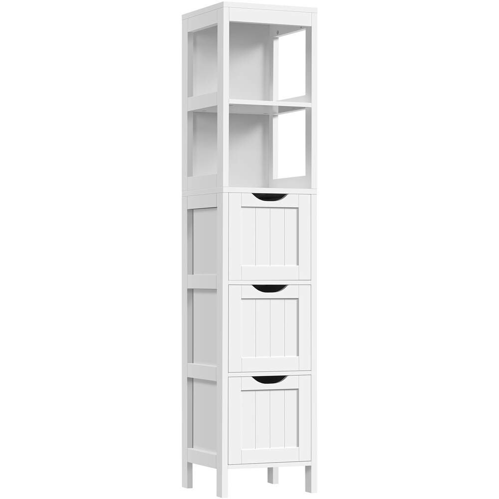 Yaheetech Modern Bathroom Storage Cabinet With 3 Drawers and 2 Open Shelves  White   N/A