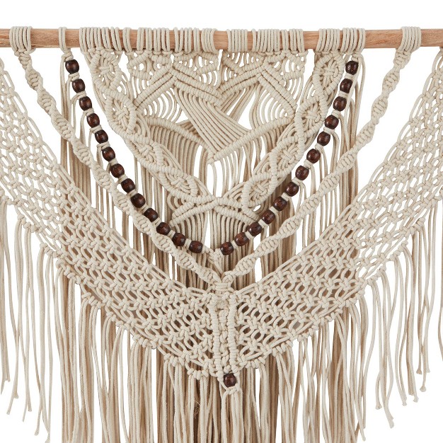 Cotton Macrame Handmade Intricately Weaved Wall Decor With Beaded Fringe Tassels Olivia amp May