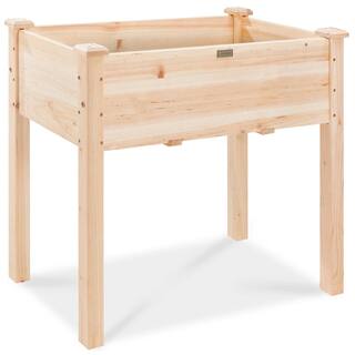 Best Choice Products 34 in. x 18 in. x 30 in. Elevated Garden Bed Wood Raised Planter Box with Bed Liner SKY6377