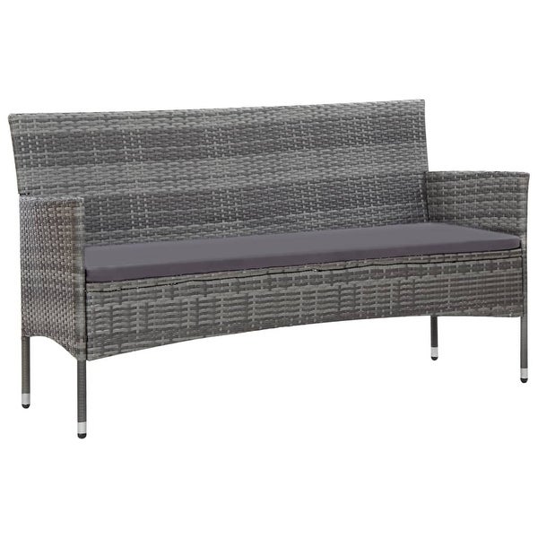 4 Piece Patio Lounge Set With Cushions Poly Rattan Gray - Overstock - 36363663