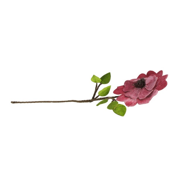 Pink Heart Flower With Stem And Leaves Christmas Pick