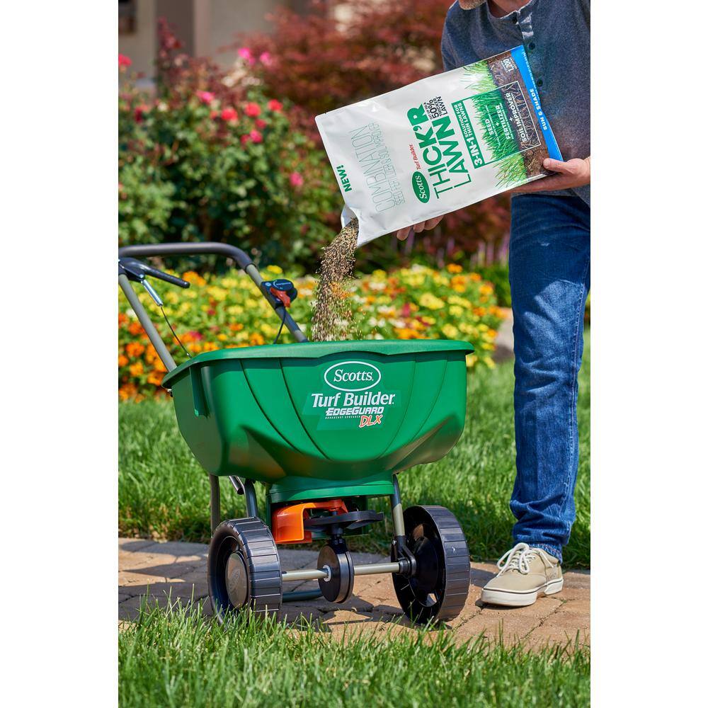 Scotts Turf Builder 12 lbs. 1200 sq. ft. THICK'R LAWN Grass Seed Fertilizer and Soil Improver for Sun  Shade 30156-1