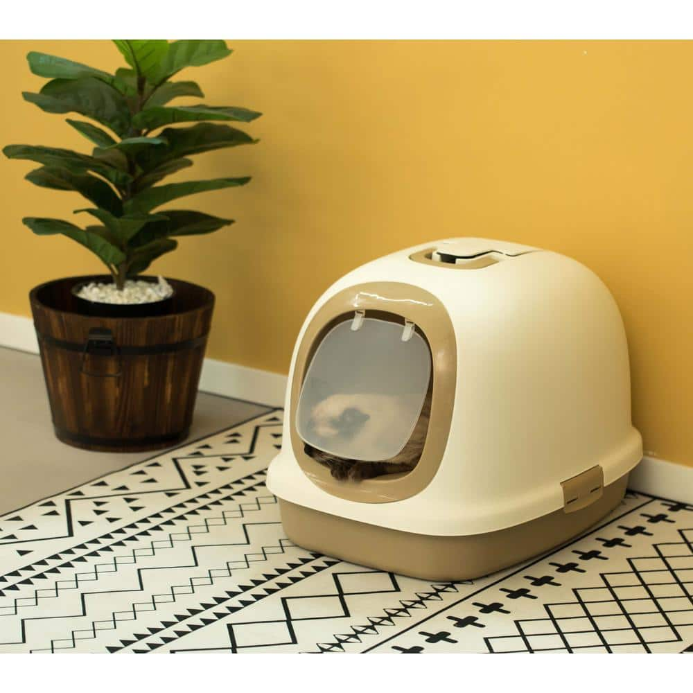 PAWSMARK Fully Enclosed Hooded Odor-Free Front Entry Cat Toilet QI003774.BN