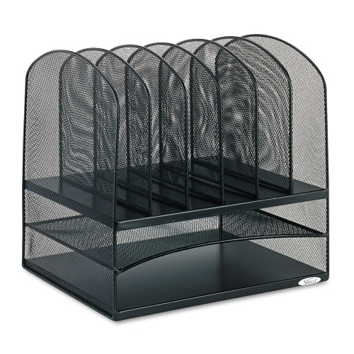 Safco Onyx Mesh Desk Organizer with Two Horizontal and Six Upright Sections， Letter Size Files， 13.25