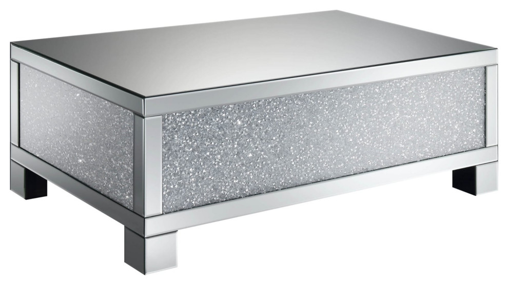 Contemporary Style Metal Coffee Table With Crystal Accents  Silver   Contemporary   Coffee Tables   by VirVentures  Houzz