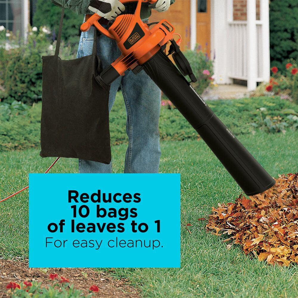 BLACK+DECKER 12 AMP 210 MPH 300 CFM Corded Electric 3-in-1 Handheld Leaf Blower, Vacuum & Mulcher BV3100