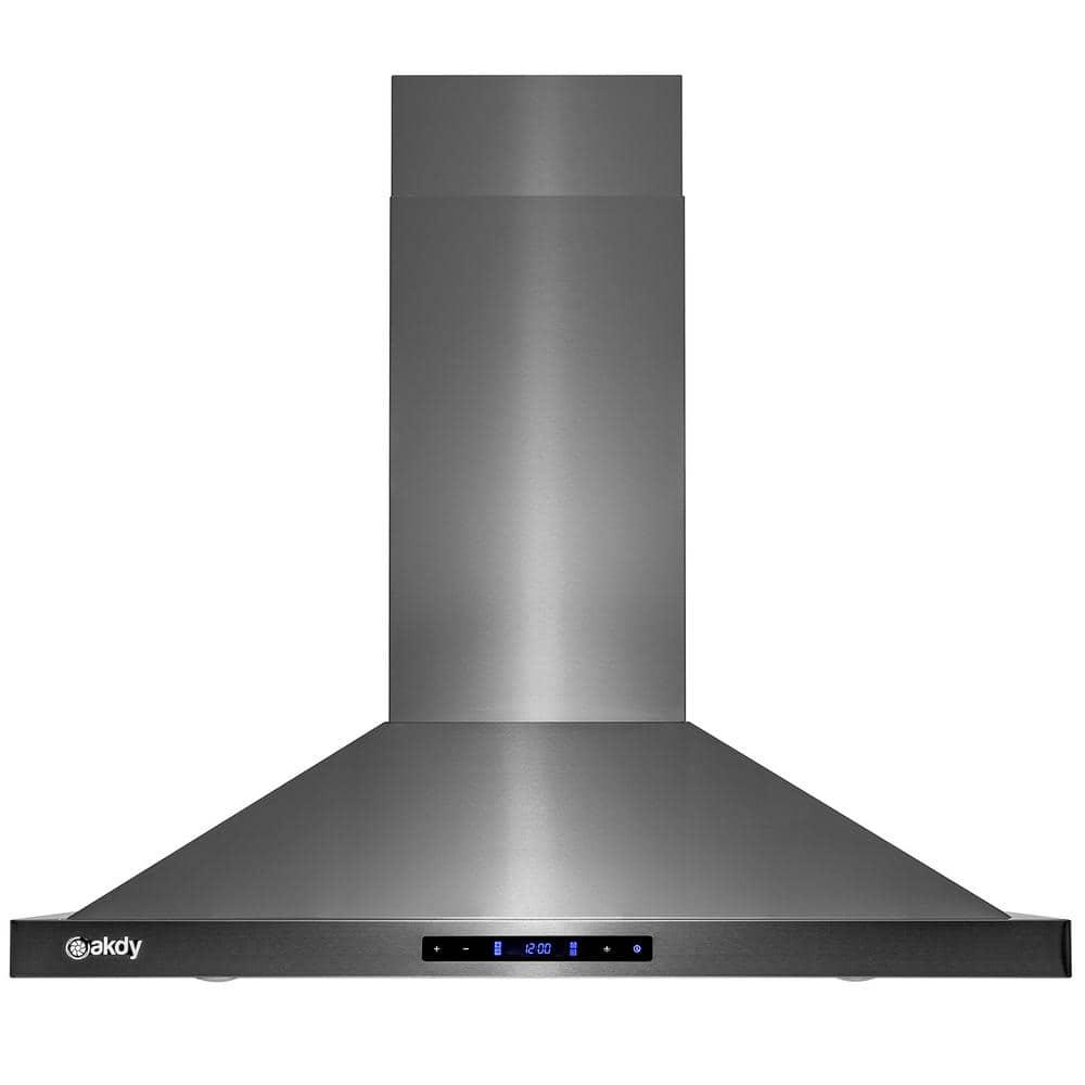 AKDY 36 in 343 CFM Kitchen Island Mount Range Hood in Black Stainless Steel with Touch Control