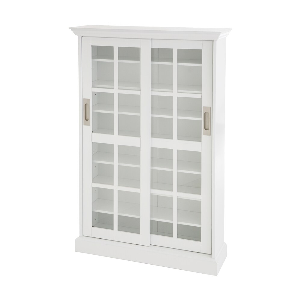 SEI Furniture White Sliding Door Media Cabinet