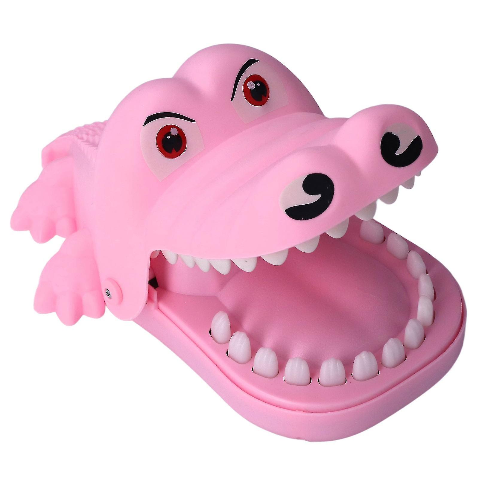 Teeth Dentist Game Toy Parent Child Interaction Mouth Dentist Bite Finger Toy with Light Music (Pink)