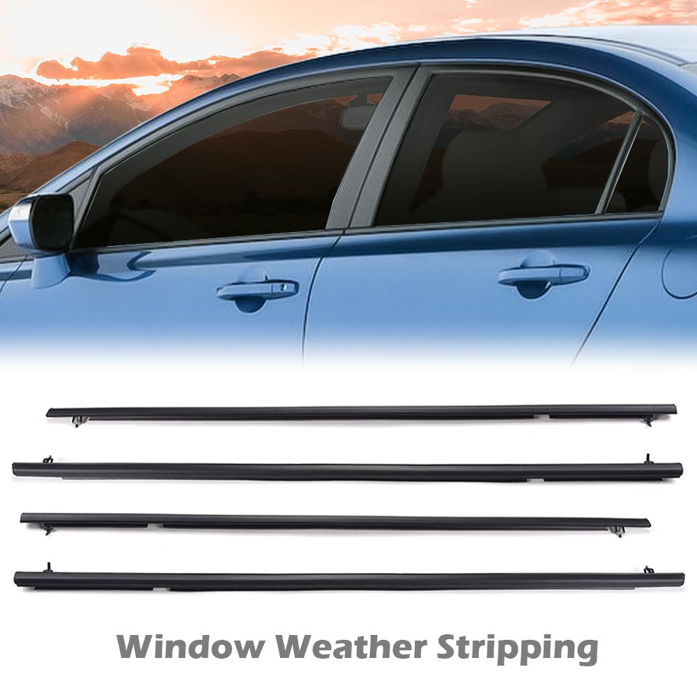 G-Plus Weatherstrip Window Seal Fit for 2006-2011 Honda Civic Outside Trim Seal Belt Black 4Pcs