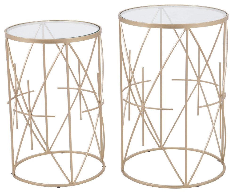 Set of 2 Hadrian Side Tables Gold   Contemporary   Coffee Table Sets   by Zuo Modern Contemporary  Houzz