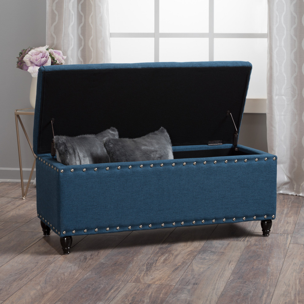 GDF Studio Evvy Fabric Storage Ottoman   Traditional   Footstools And Ottomans   by GDFStudio  Houzz