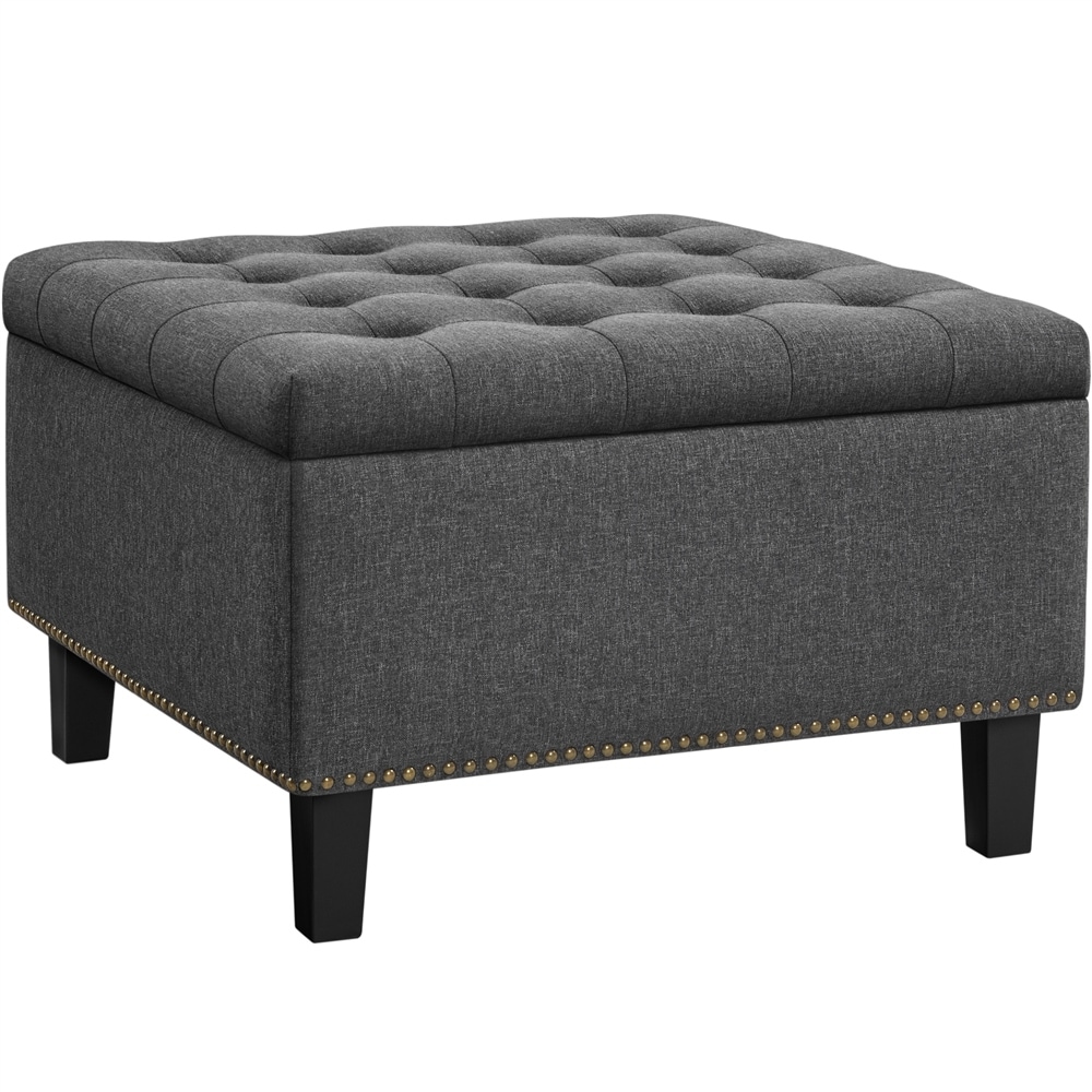 Yaheetech Folding Storage Ottoman Bench With Button Tufted  Dark Gray   28\