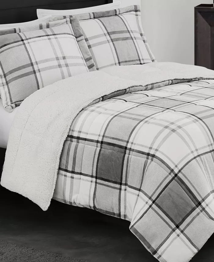 London Fog Ronnie Plaid 3 Piece Comforter Set， Full Queen