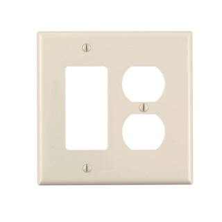 Leviton Decora 2-Gang Midway 1-Duplex Outlet Combination Nylon Wall Plate Light Almond R56-PJ826-00T