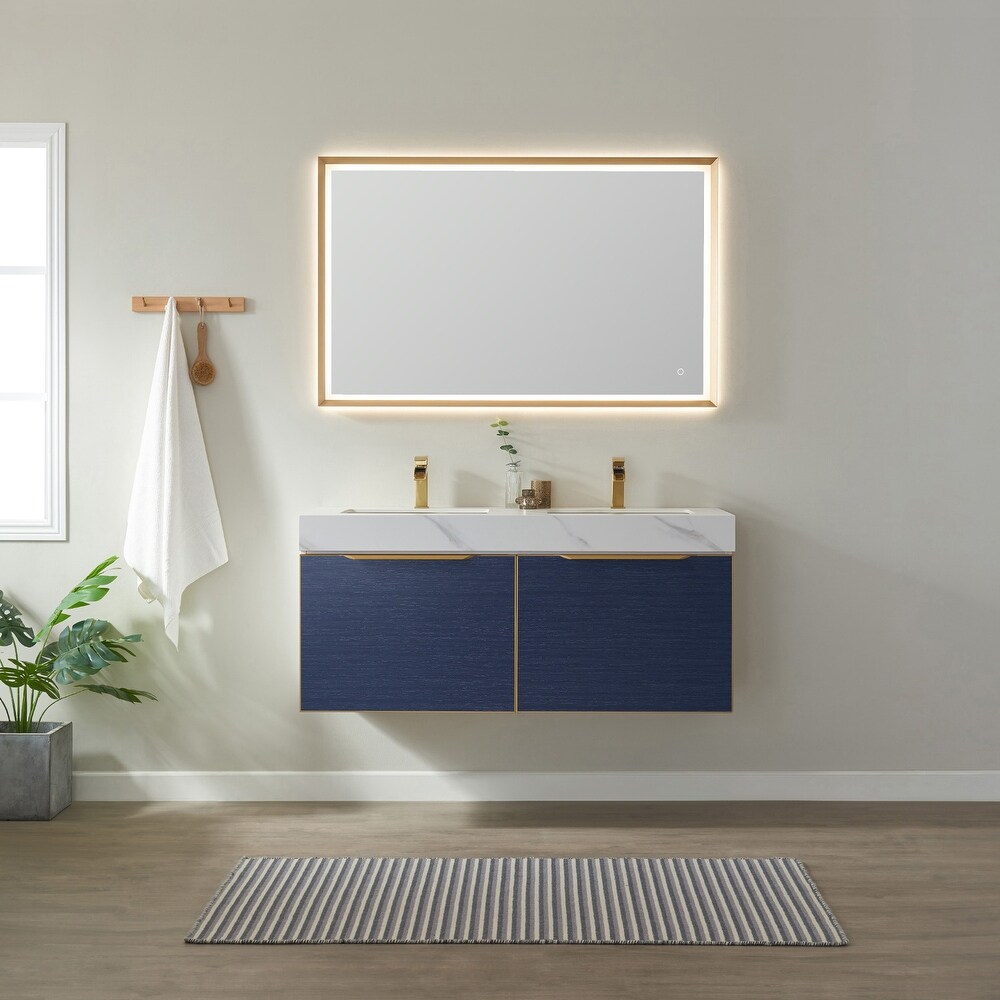 Alicante 48 in. Classic Blue Double Vanity with Mirror