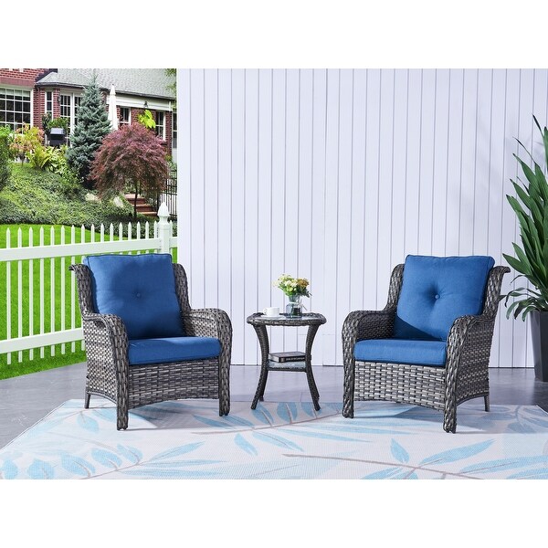 Pocassy Outdoor Wicker Bistro Set，3 Piece Patio Set