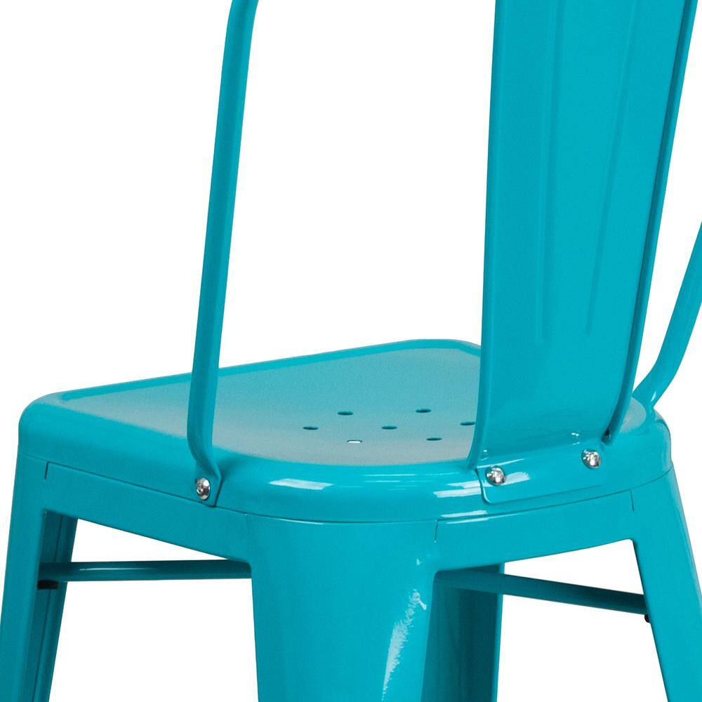 Flash Furniture 24 in. Crystal Blue Metal Bar Stool ET353424CB