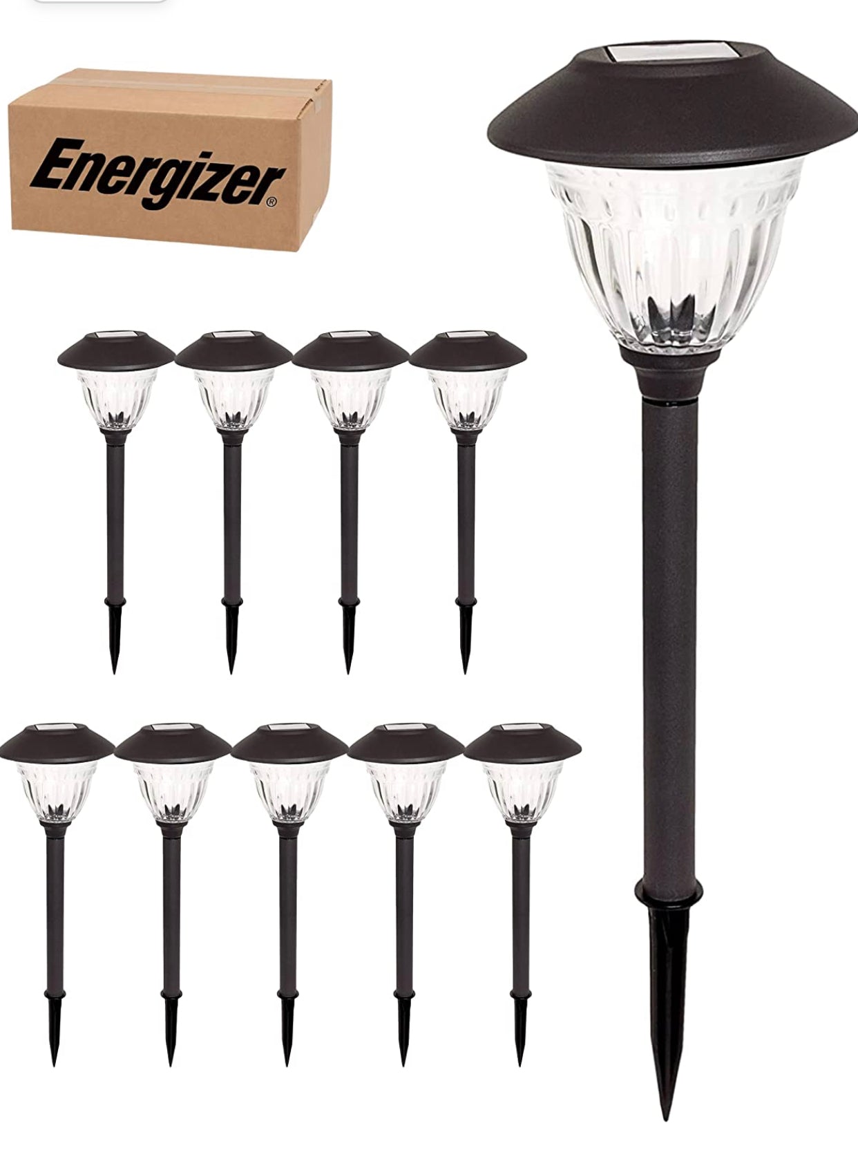 Energizer 10Pack Solar LED Pathway Lights Outdoor-Stainless Steel