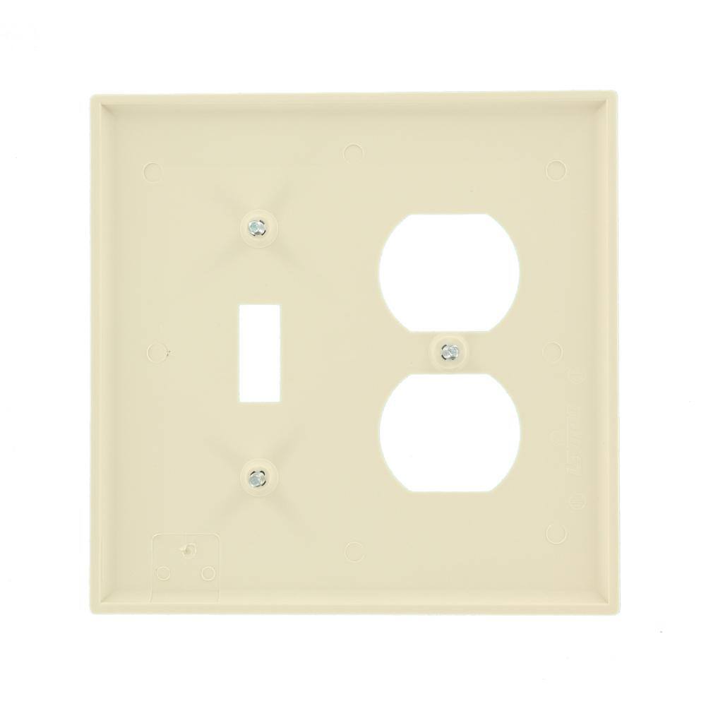 Leviton 2-Gang Midway 1-Toggle 1-Duplex Combination Nylon Wall Plate Light Almond R56-0PJ18-00T