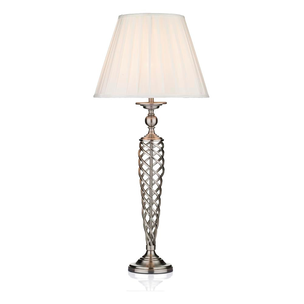 DAR SIA4246 Siam Satin Chrome Open Metalwork Table Lamp with White Shade