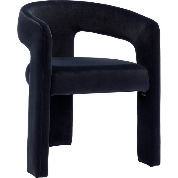 Fabric Upholstered Open-Back Dining Chair， Modern Kitchen Armchair， Black - as picture