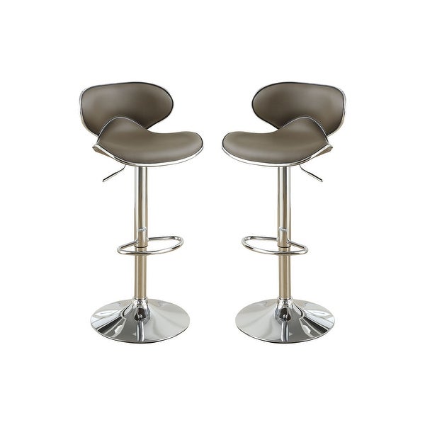 Adjustable Espresso Faux Leather Bar Stools， Set of 2