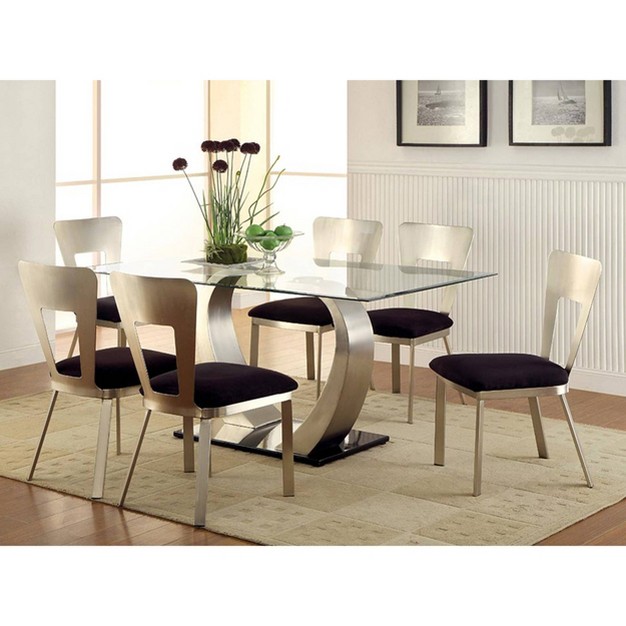 7pc Langton dining Set W rectangular Back Chairs Silver black Homes Inside Out