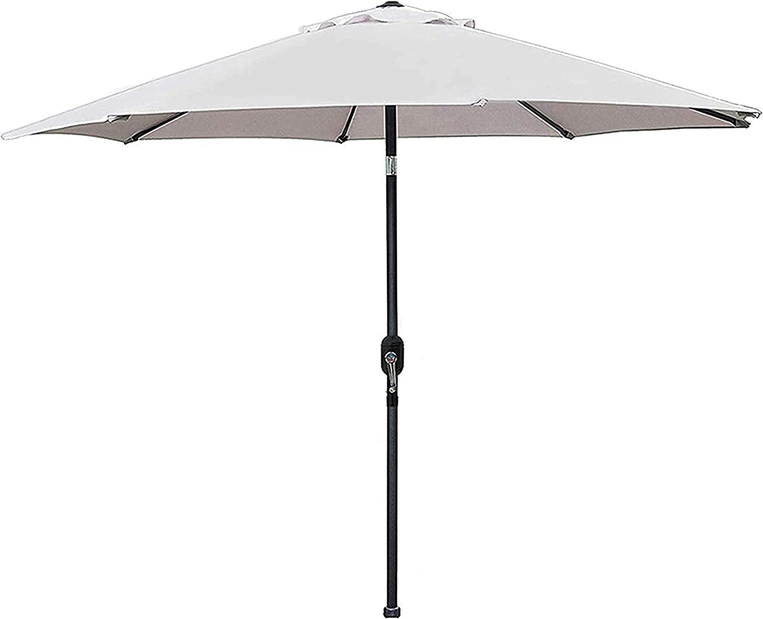 9' Outdoor Market Patio Umbrella with Push Button Tilt and Crank, 8 Ribs (Tan)