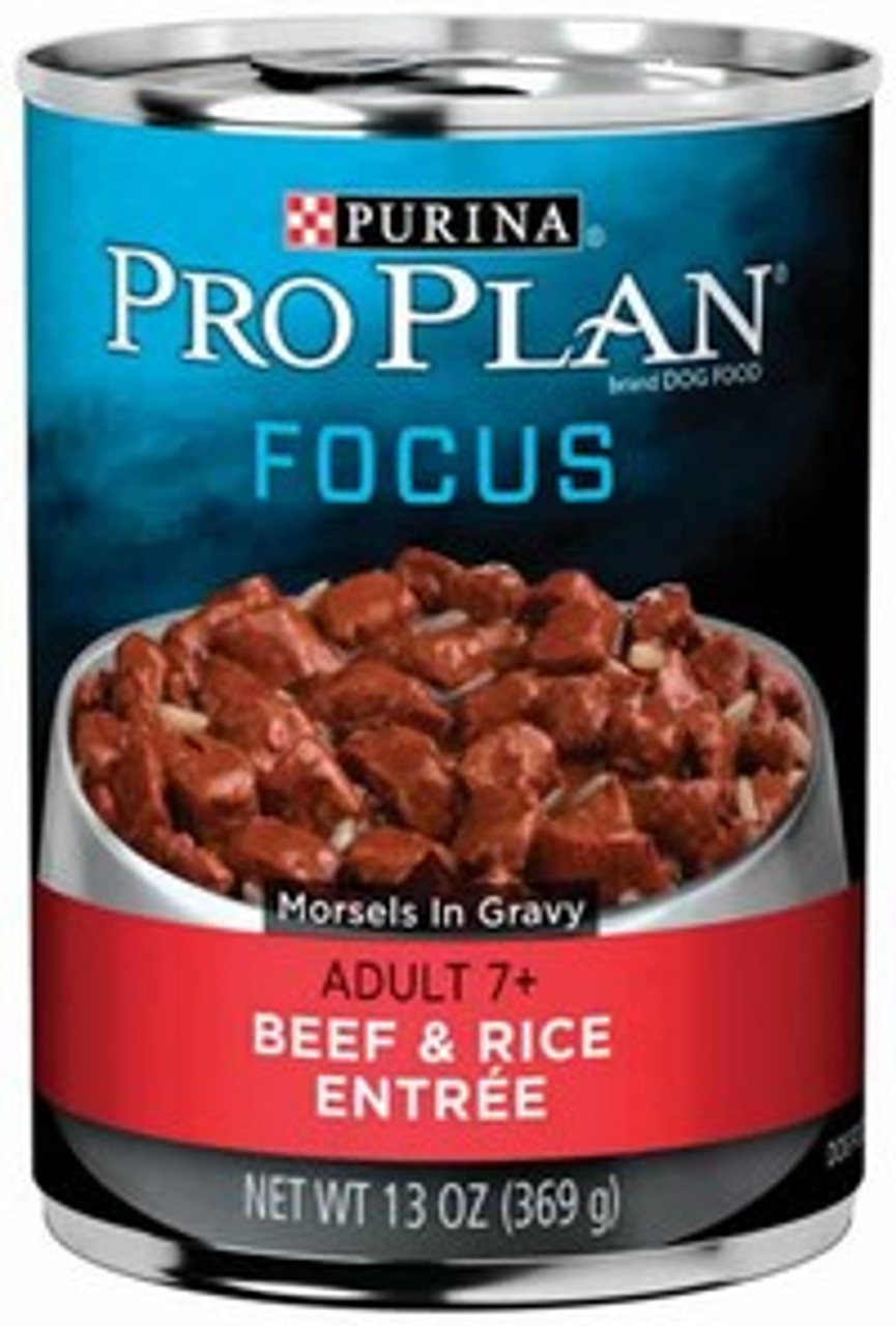 Pro Plan Focus Senior Beef and Rice Canned Dog Food， 13 Oz.