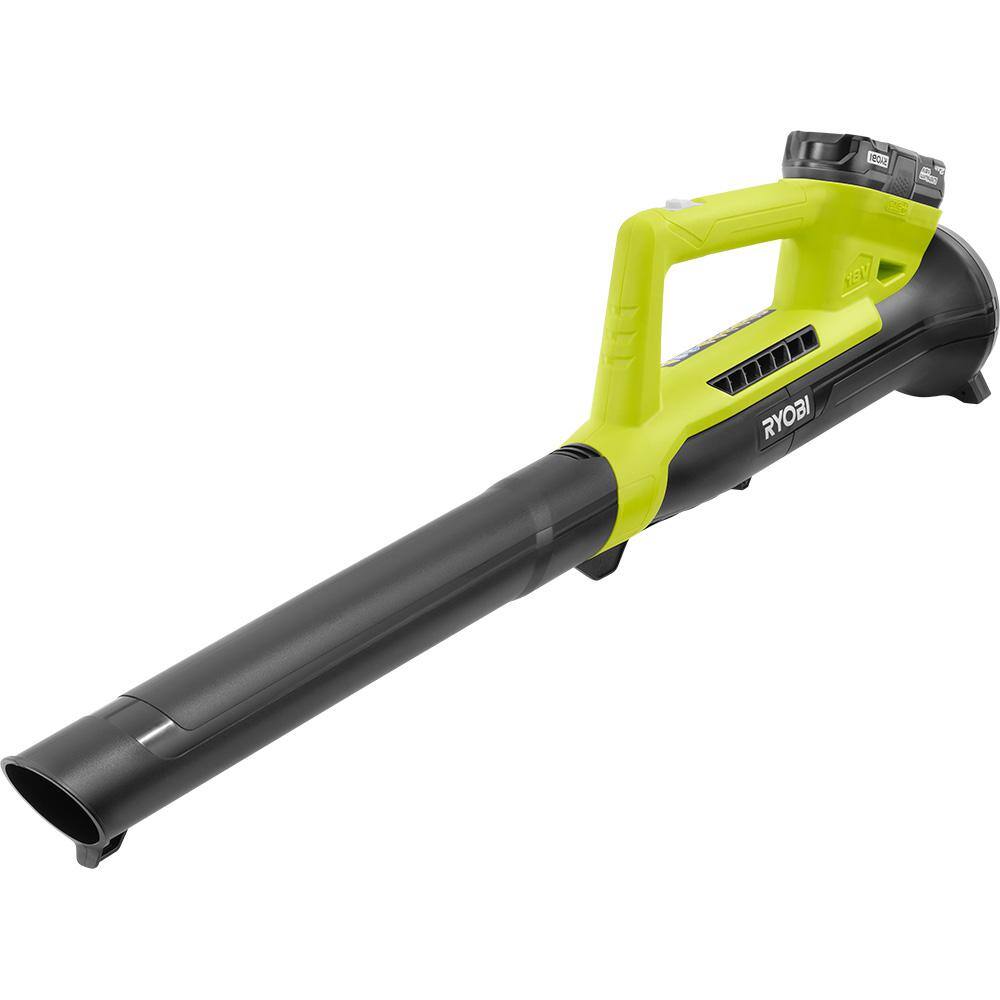 RYOBI ONE+ 18V 90 MPH 200 CFM Cordless Battery Leaf BlowerSweeper with 2.0 Ah Battery and Charger P2190