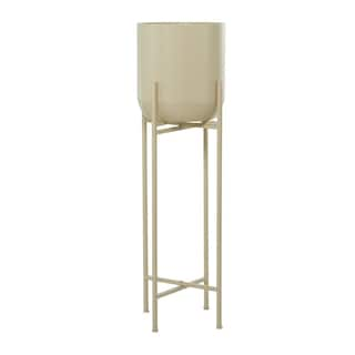 Litton Lane CosmoLiving by Cosmopolitan 42 in. x 13 in. Beige Metal Modern Planter 041933