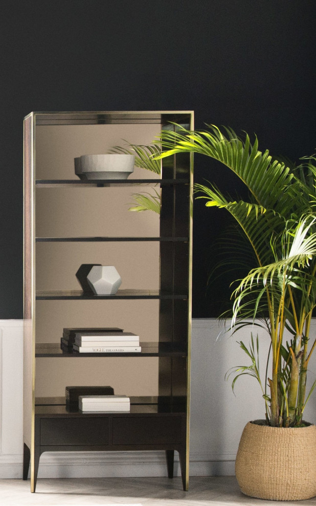 Sleake Bookcase Smoked Eucalyptus   Contemporary   Bookcases   by AED Luxury Home Decor  Houzz