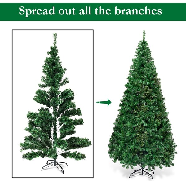 Costway 5Ft/6Ft/7Ft/8Ft Artificial PVC Christmas Tree W/Stand Holiday