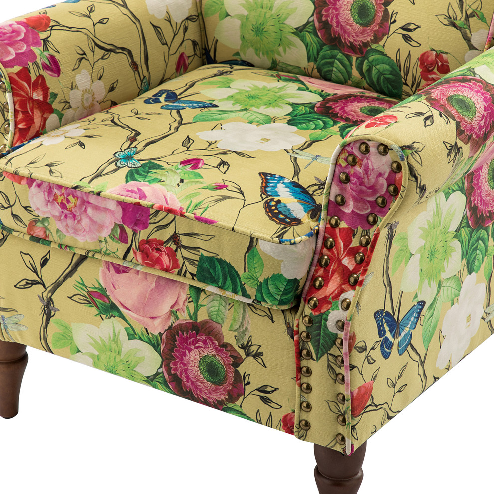 Wooden Upholstered Armchair   Traditional   Armchairs And Accent Chairs   by Karat Home  Houzz