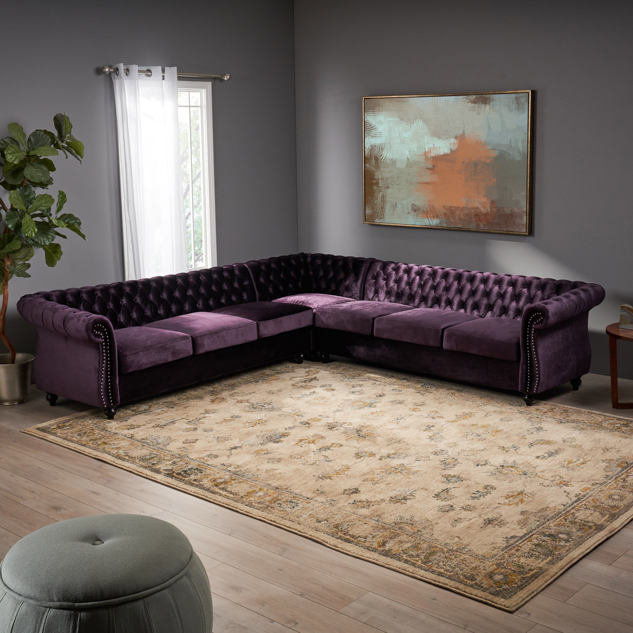 Samantha 7 Seater Tufted Velvet Chesterfield Sectional