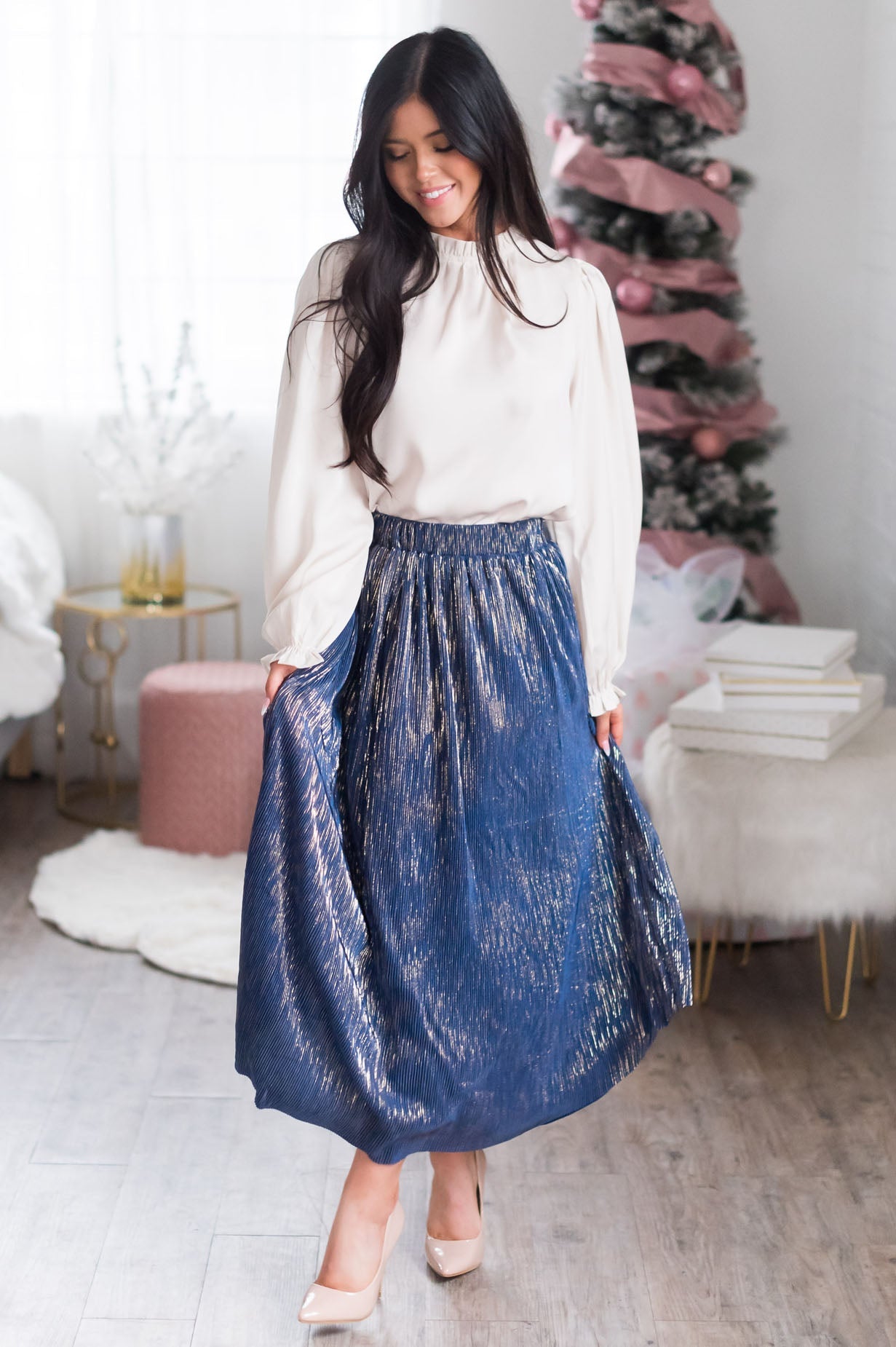 Wish Upon A Star Modest Metallic Skirt