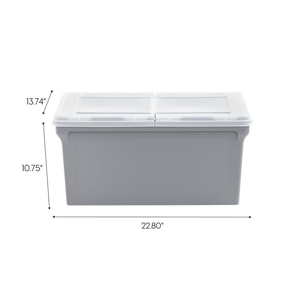 IRIS 44 qts. Wing-Lid Latter Size File Organizer Box in Gray with Clear Lid 500228