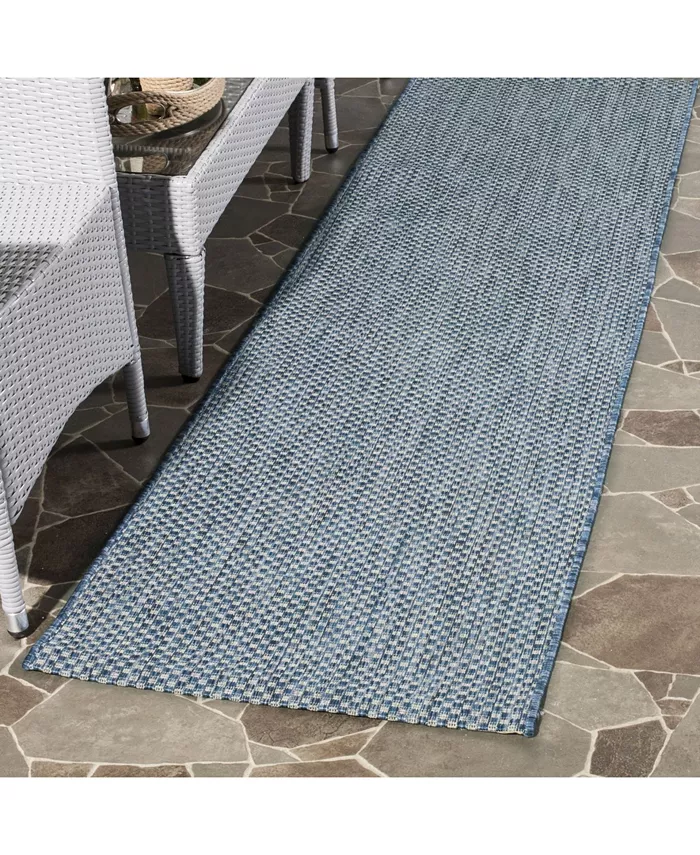 Safavieh Courtyard CY8521 Navy and Grey 2'3 x 8' Sisal Weave Runner Outdoor Area Rug