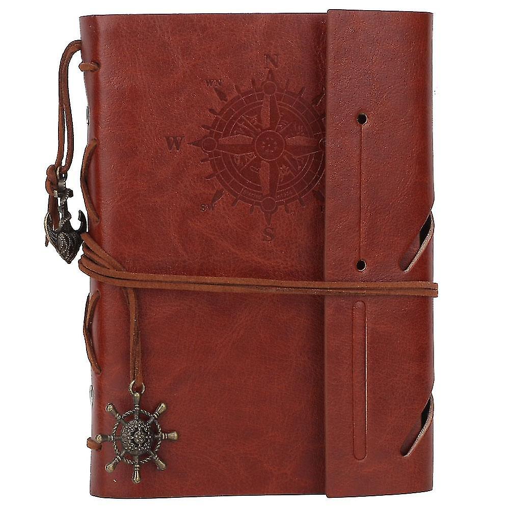 Vintage Retro PU Leather Loose-leaf Notebook Notepad for Journal Writing Note Taking (Brown)