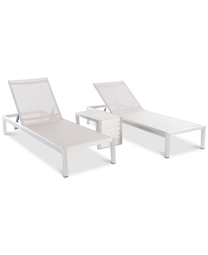 Noble House Greyson Outdoor Chaise Lounge and Small End Table 3-Pc. Set