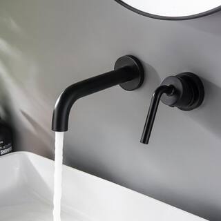 Miscool Coco Single Handle Wall Mounted Bathroom Faucet in Matte Black FAMSHD10E0747BL