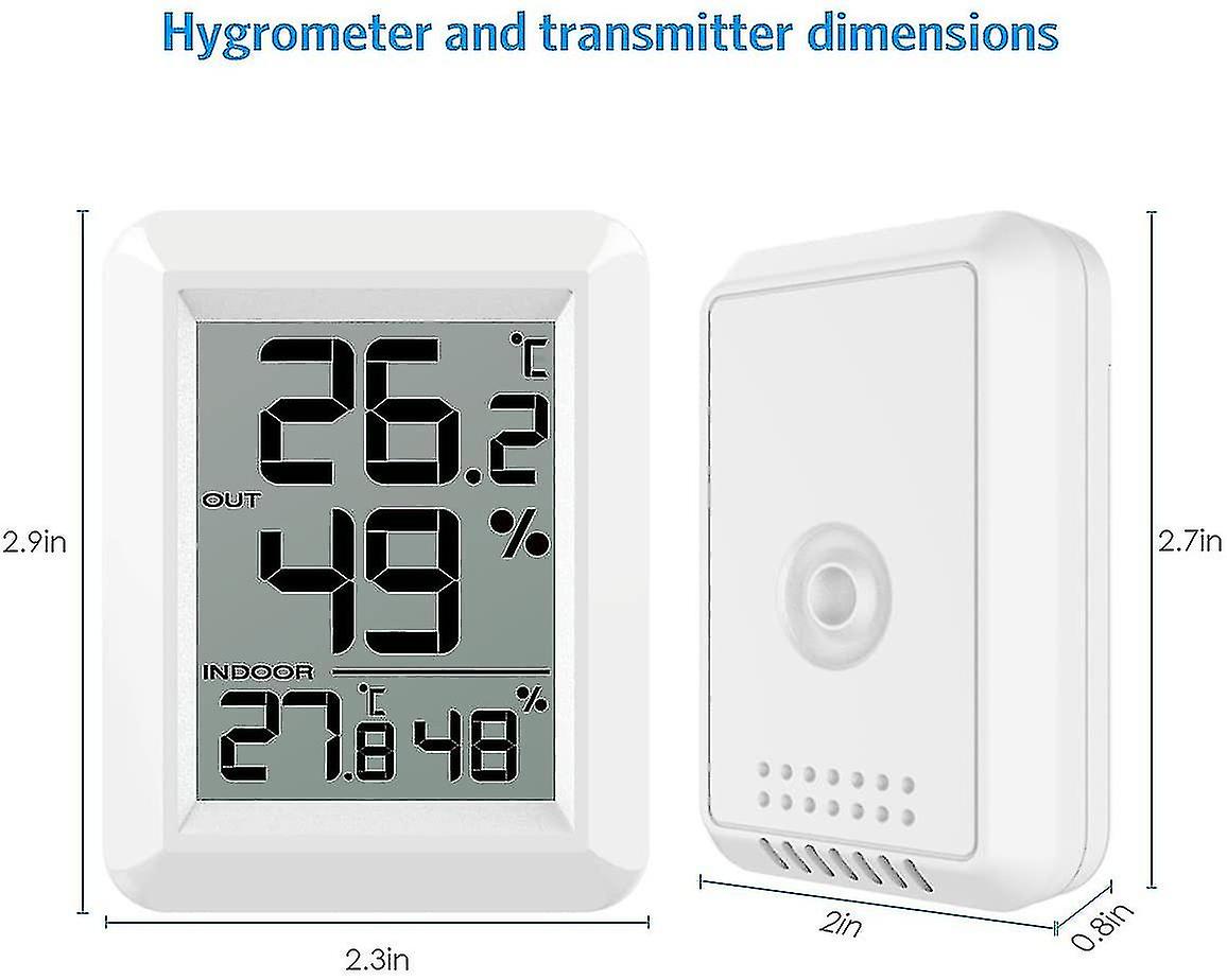 Indoor And Outdoor Thermometer， Smart Thermometer With Wireless Outdoor Sensor， Digital Hygrometer Thermometer With Large Lcd Display， / Switch