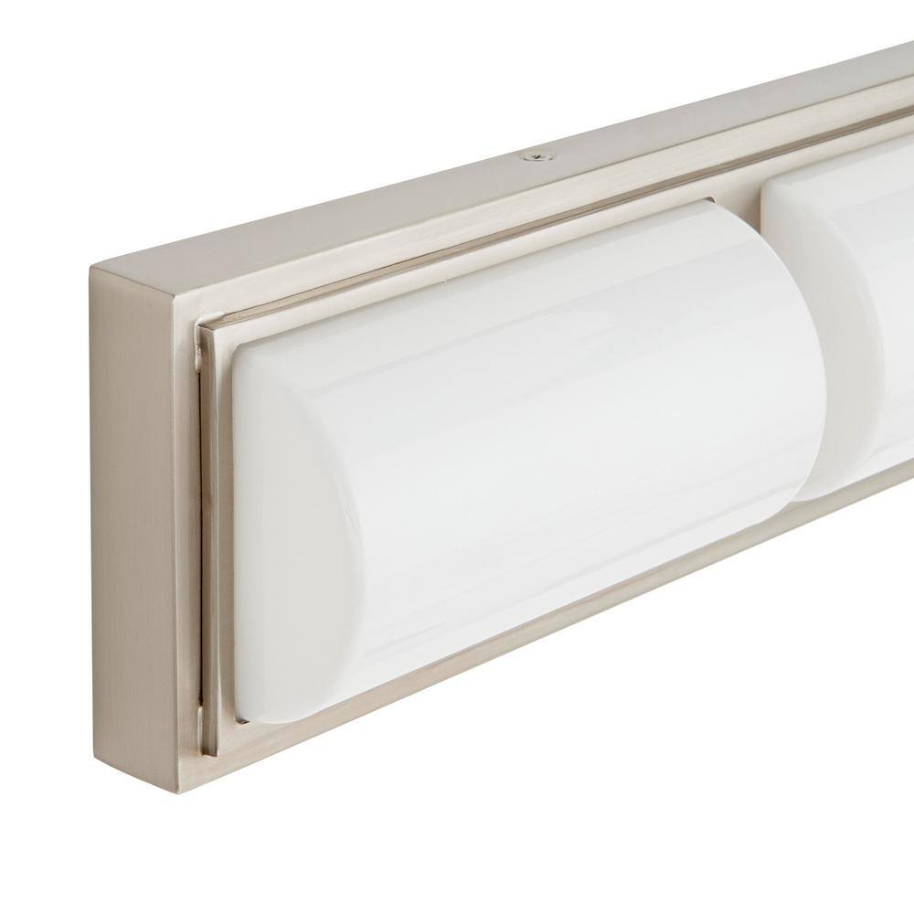 Hampton Bay Bingham 24.02 in. 1-Light Brushed Nickel Integrated LED Bathroom Vanity Light Bar with Frosted Acrylic Shade KQS1303LX-02