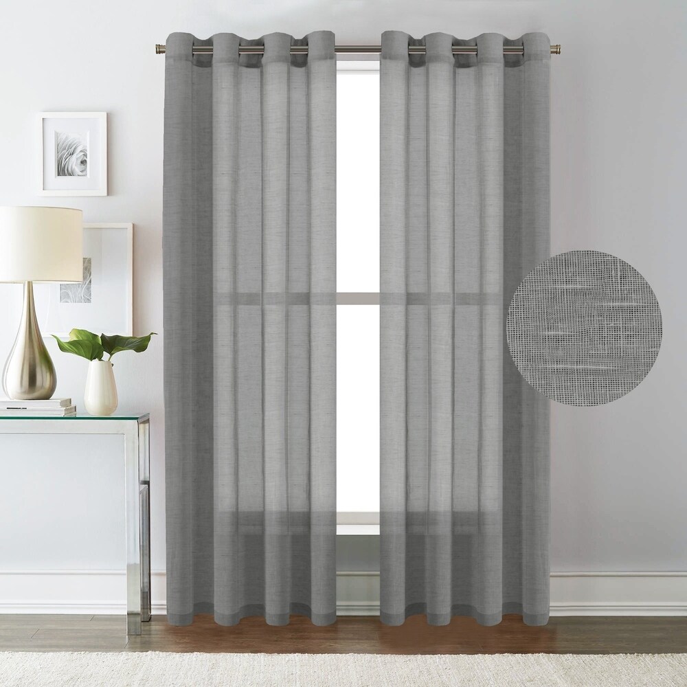 H.Versailtex Sheer Linen Curtain Panels (Set of 2)