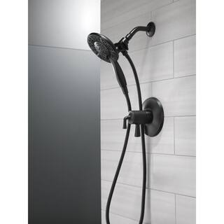 Delta In2ition 4-Spray Patterns 1.75 GPM 6 in. Wall Mount Dual Shower Heads in Matte Black 58499-BL