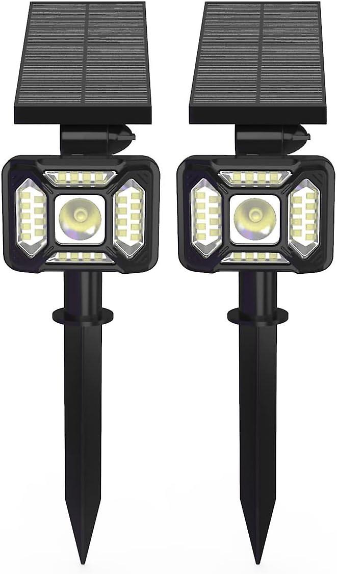 Set Of 2 Adjustable 2-in-1 Waterproof Solar Outdoor Spotlights For Courtyard Garden (21 Led)